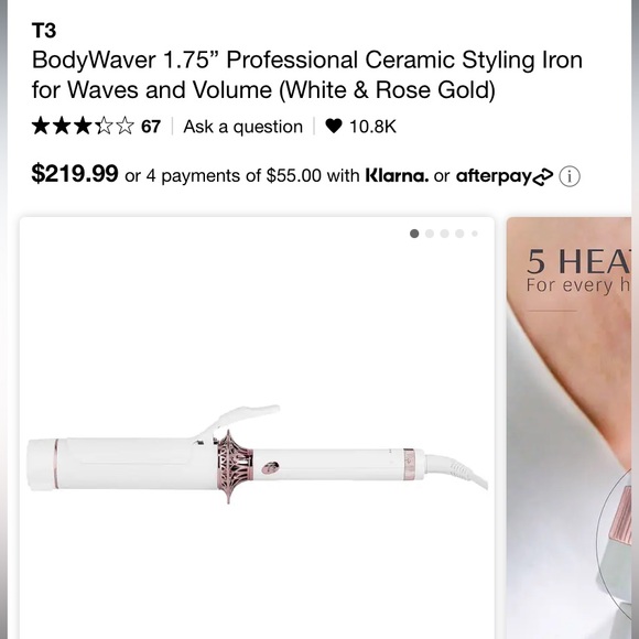 T3
BodyWaver 1.75” Professional Ceramic Styling Iron for Waves and Volume - Picture 5 of 9